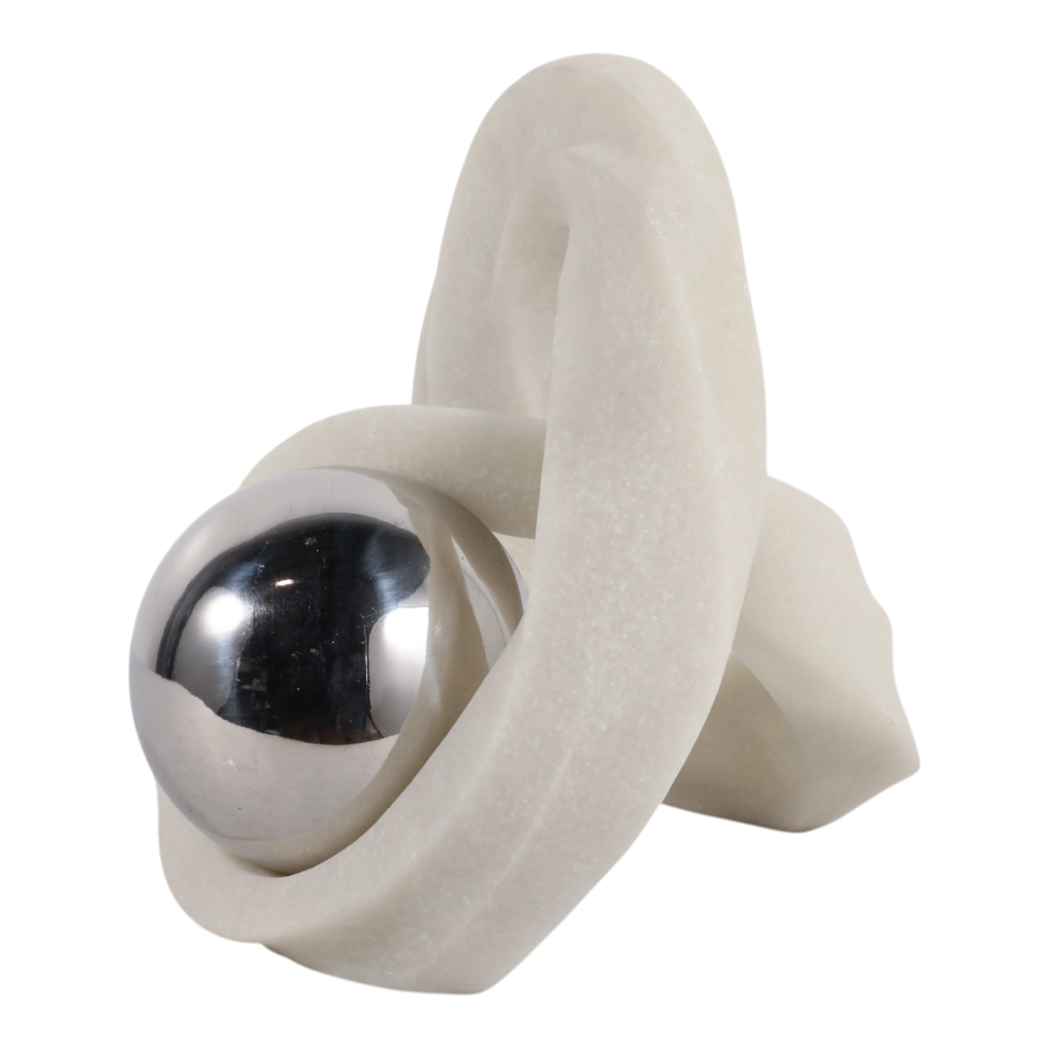 12" FARRELL QTZ RESIN STATUARY W/ STAINLESS SPHERE