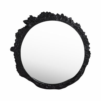 35" Eron Metal Wall Mirror, Black - Al Rugaib Furniture