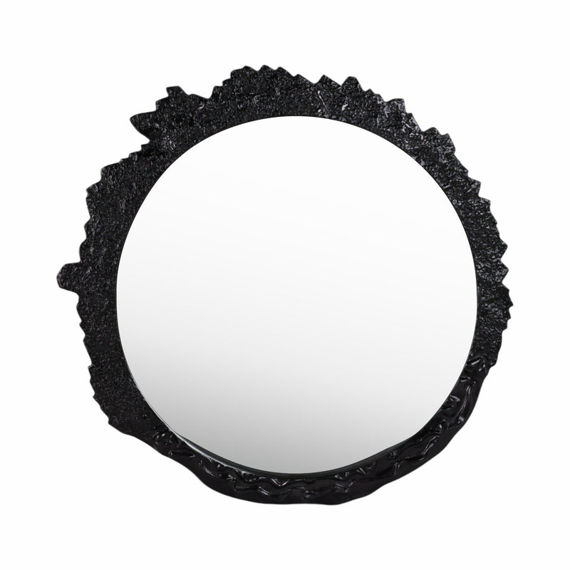 35" Eron Metal Wall Mirror, Black - Al Rugaib Furniture