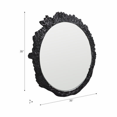 35" Eron Metal Wall Mirror, Black - Al Rugaib Furniture