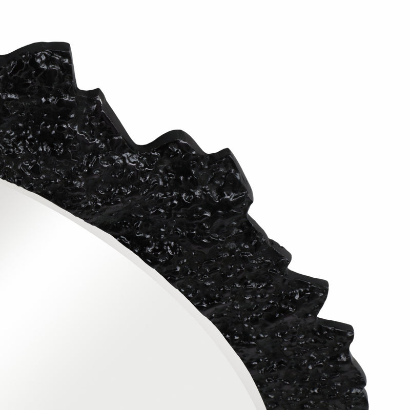 35" Eron Metal Wall Mirror, Black - Al Rugaib Furniture