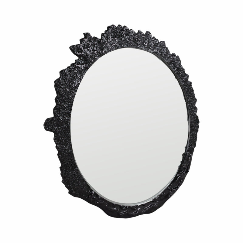 35" Eron Metal Wall Mirror, Black - Al Rugaib Furniture
