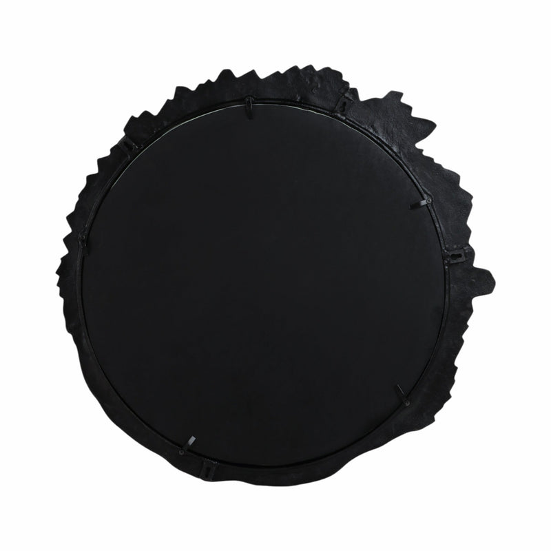 35" Eron Metal Wall Mirror, Black - Al Rugaib Furniture