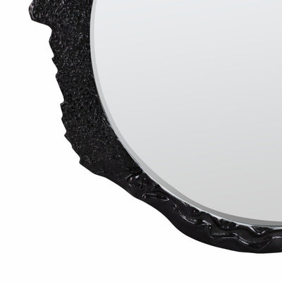 35" Eron Metal Wall Mirror, Black - Al Rugaib Furniture
