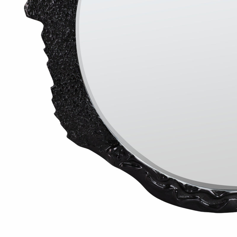 35" Eron Metal Wall Mirror, Black - Al Rugaib Furniture