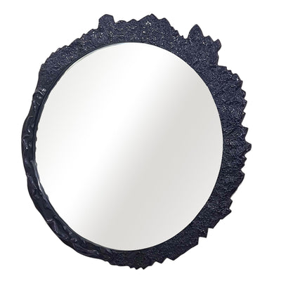 35" Eron Metal Wall Mirror, Black - Al Rugaib Furniture