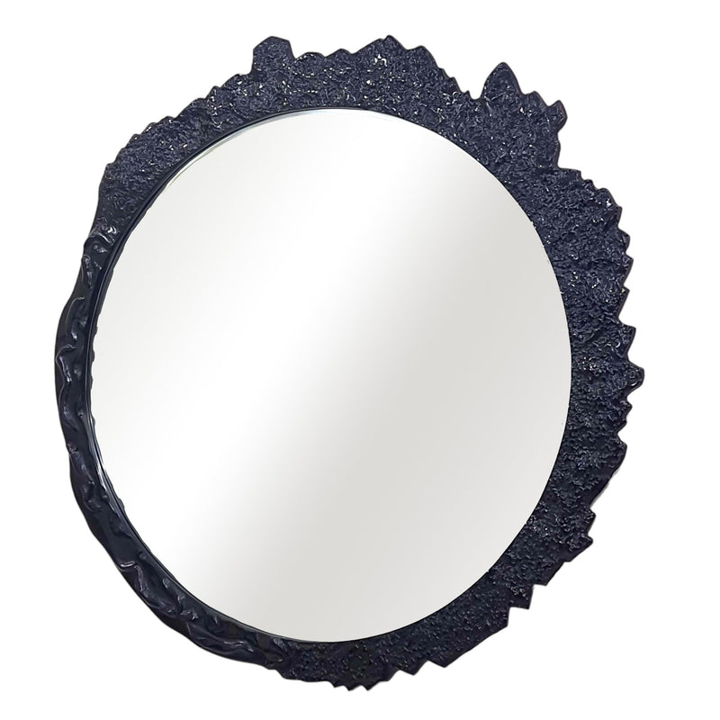 35" Eron Metal Wall Mirror, Black - Al Rugaib Furniture