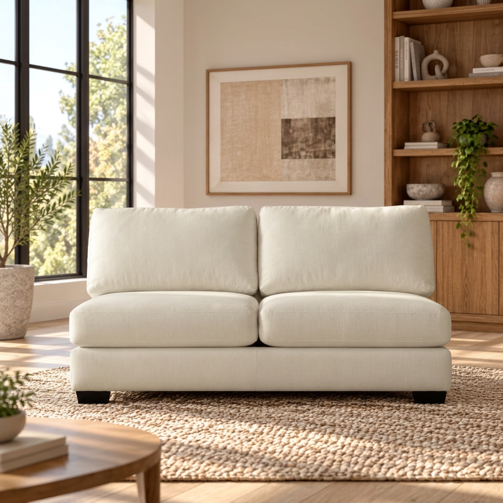 Scott Off White Armless Loveseat