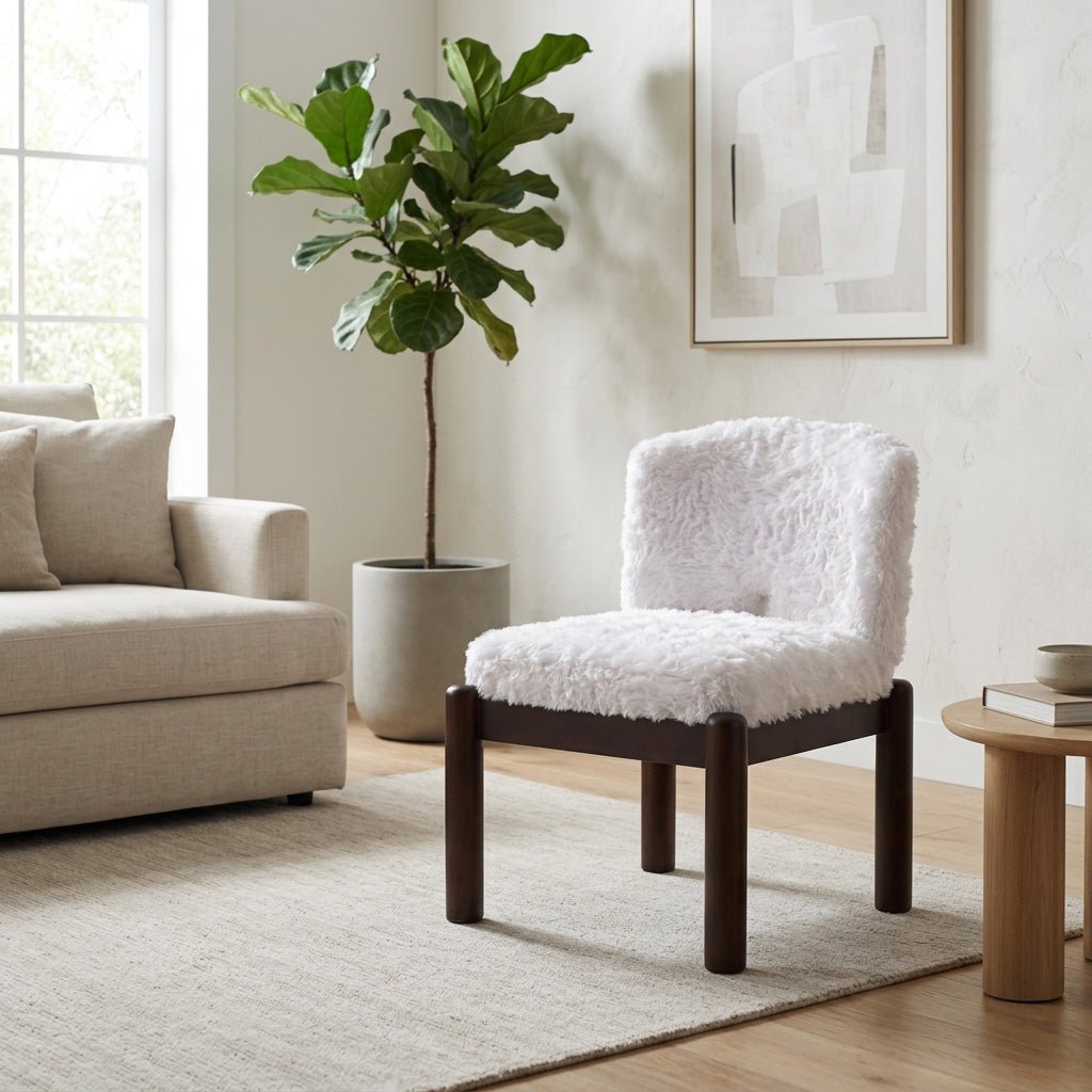 35x29" Faux Fur Accent Chair, White Chairs| Sagebrook Home