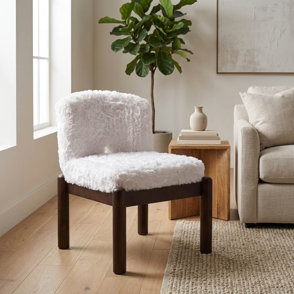 35x29" Faux Fur Accent Chair, White Chairs| Sagebrook Home