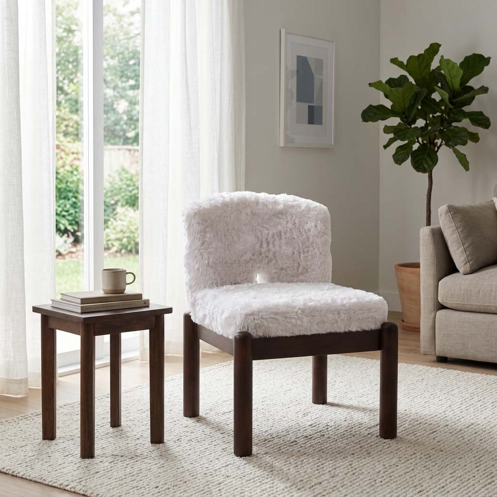 35x29" Faux Fur Accent Chair, White Chairs| Sagebrook Home