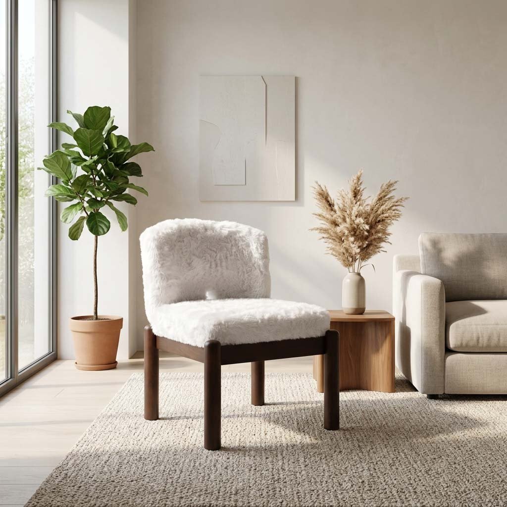 35x29" Faux Fur Accent Chair, White Chairs| Sagebrook Home