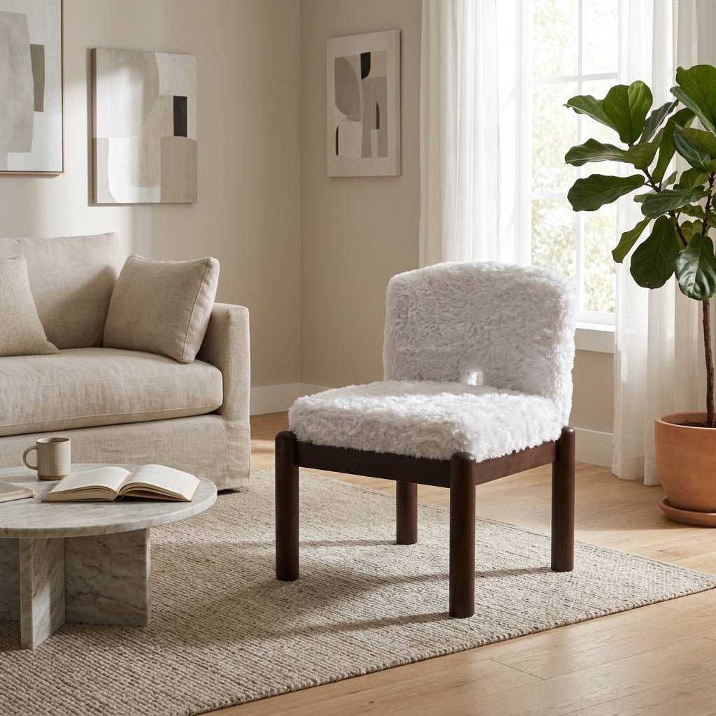 35x29" Faux Fur Accent Chair, White Chairs| Sagebrook Home