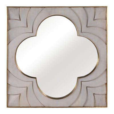 35x35" Havasu Wood And Brass Wall Mirror - Al Rugaib Furniture