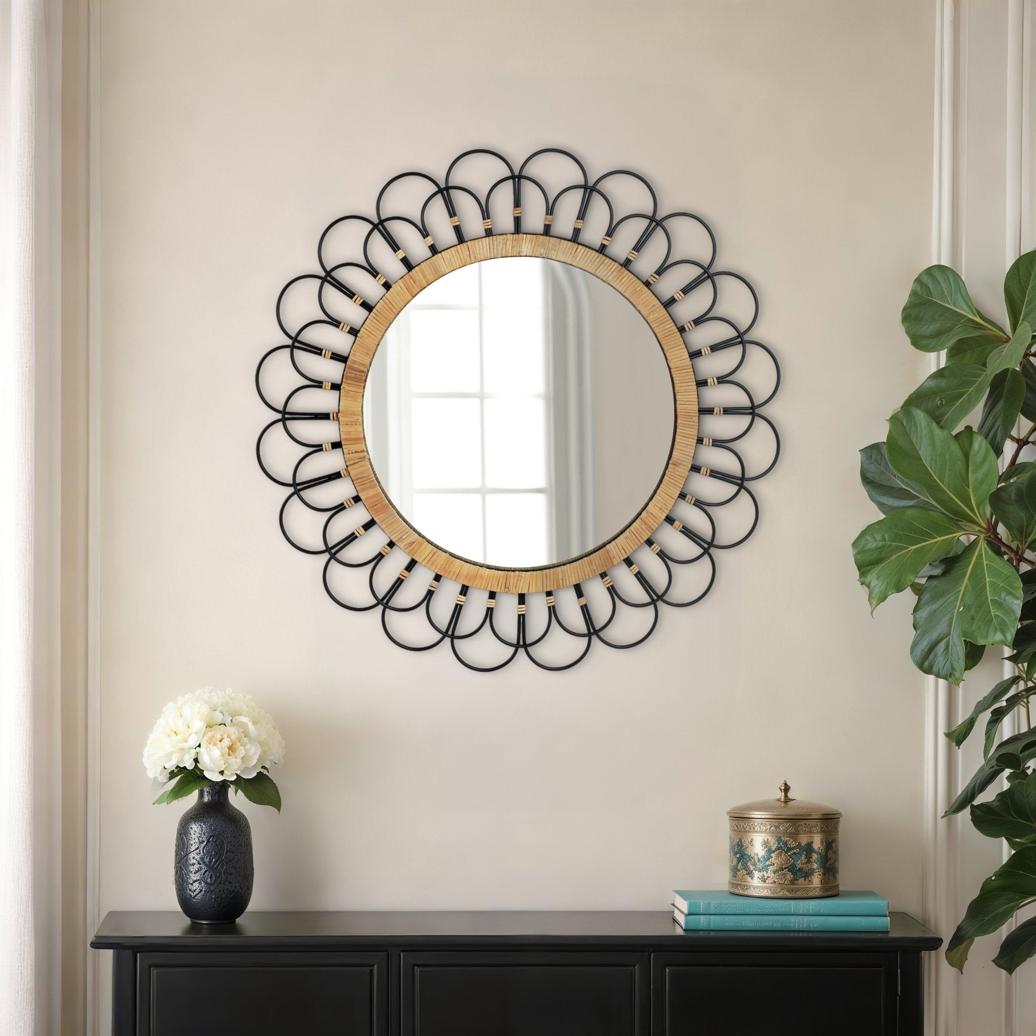36" DAISY WALL MIRROR, BLACK Mirrors| Sagebrook Home