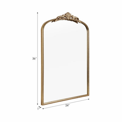 36" Fleur Applique Arch Mirror, Gold Wb - Al Rugaib Furniture