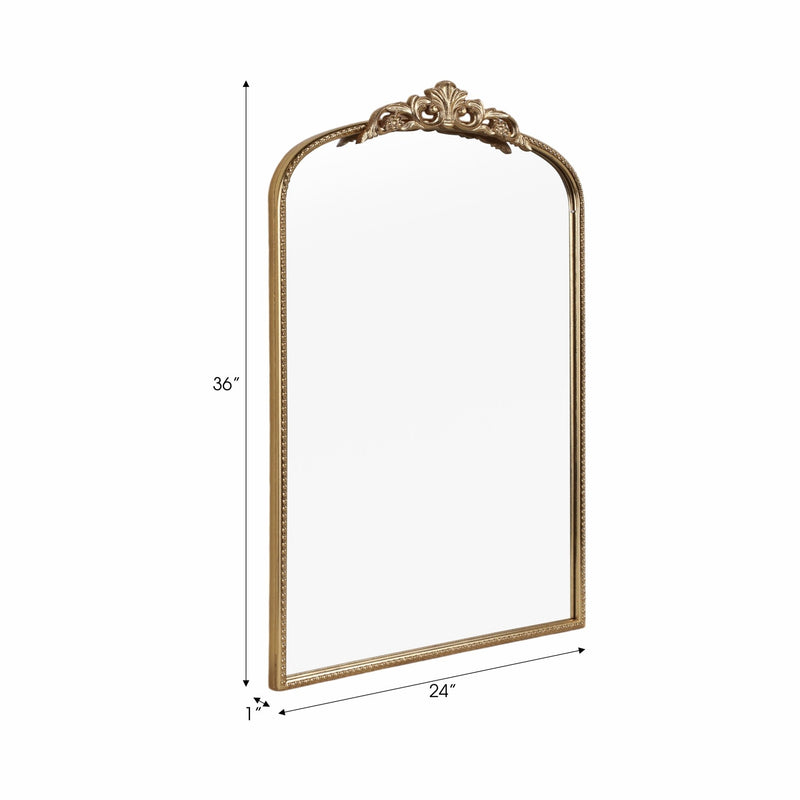 36" Fleur Applique Arch Mirror, Gold Wb - Al Rugaib Furniture
