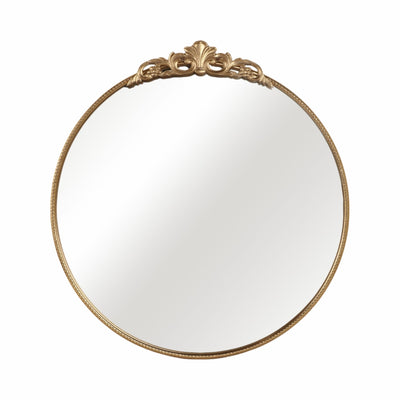 36" Fleur Applique Round Mirror, Gold Wb - Al Rugaib Furniture