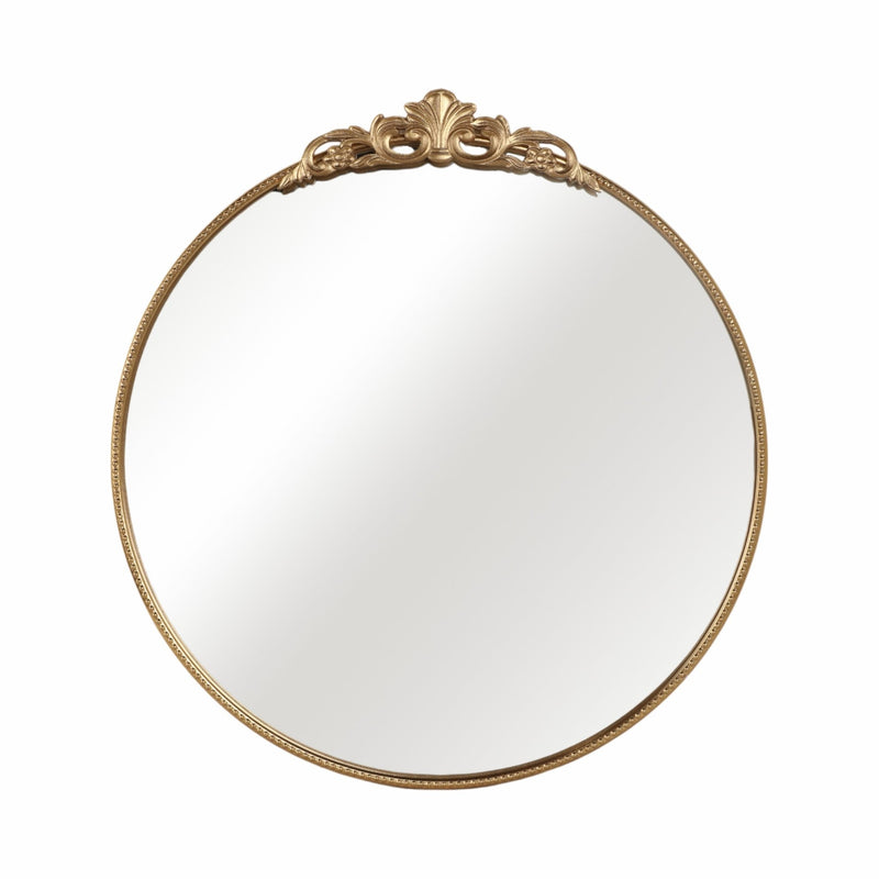 36" Fleur Applique Round Mirror, Gold Wb - Al Rugaib Furniture