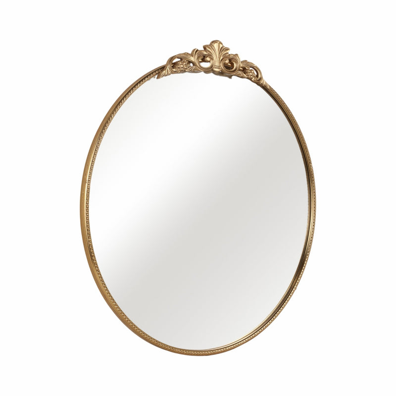36" Fleur Applique Round Mirror, Gold Wb - Al Rugaib Furniture