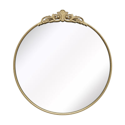 36" Fleur Applique Round Mirror, Gold Wb - Al Rugaib Furniture