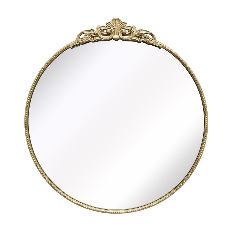 36" Fleur Applique Round Mirror, Gold Wb - Al Rugaib Furniture