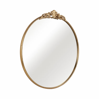36" Fleur Applique Round Mirror, Gold Wb - Al Rugaib Furniture