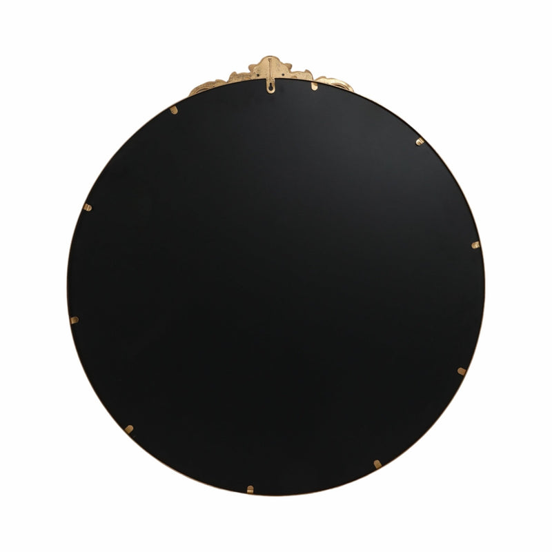 36" Fleur Applique Round Mirror, Gold Wb - Al Rugaib Furniture