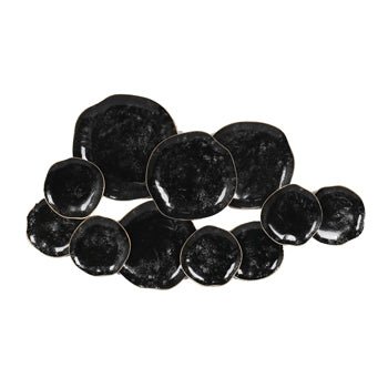 36" Gold Rimmed Discs Metal Wall D?cor, Black/gold - Al Rugaib Furniture