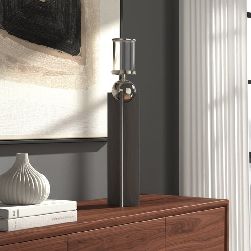 36" Idabel Small Wood Candle Holder - Al Rugaib Furniture