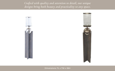 36" Idabel Small Wood Candle Holder - Al Rugaib Furniture