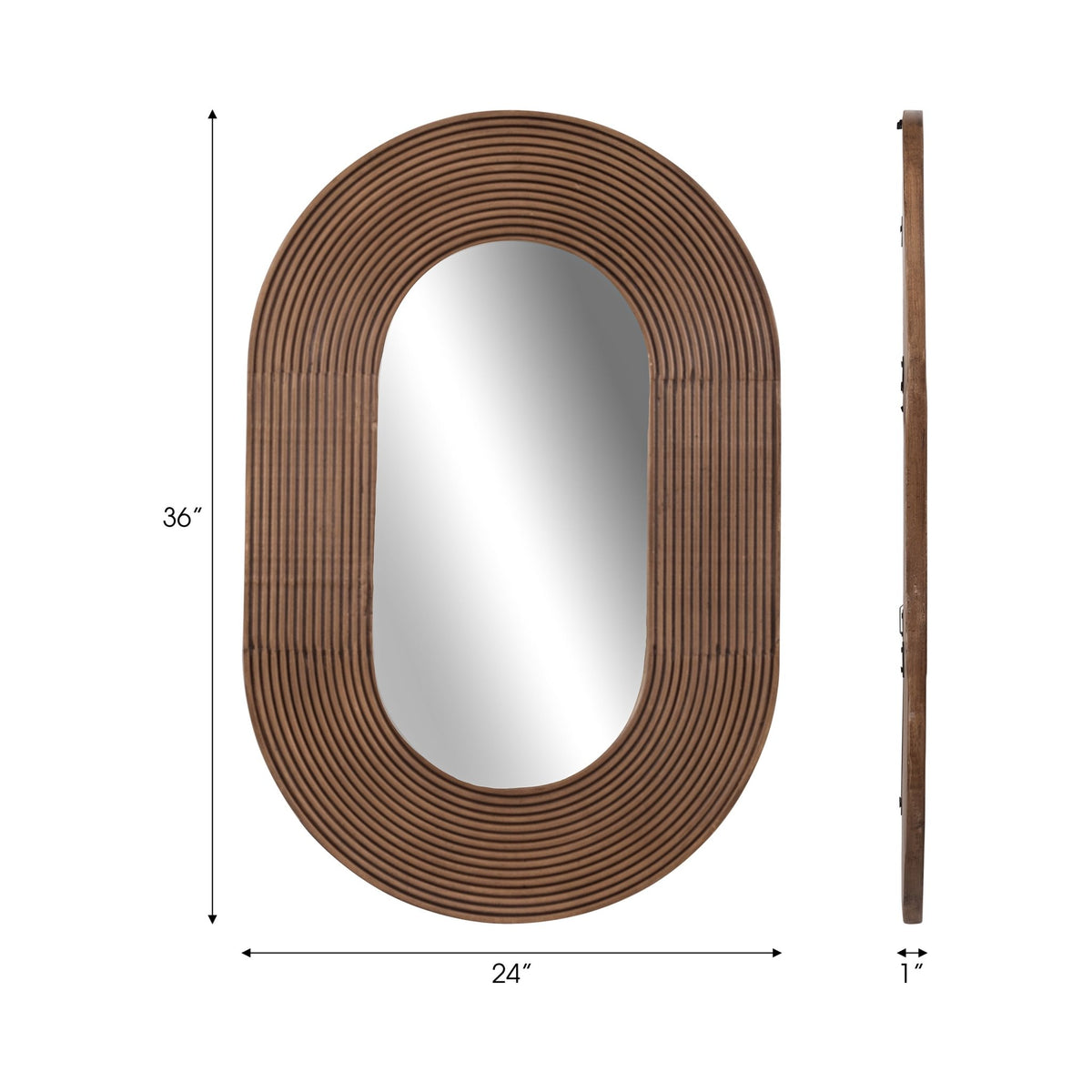 36" RIBBED OVAL MIRROR, WALNUT Mirrors| Sagebrook Home