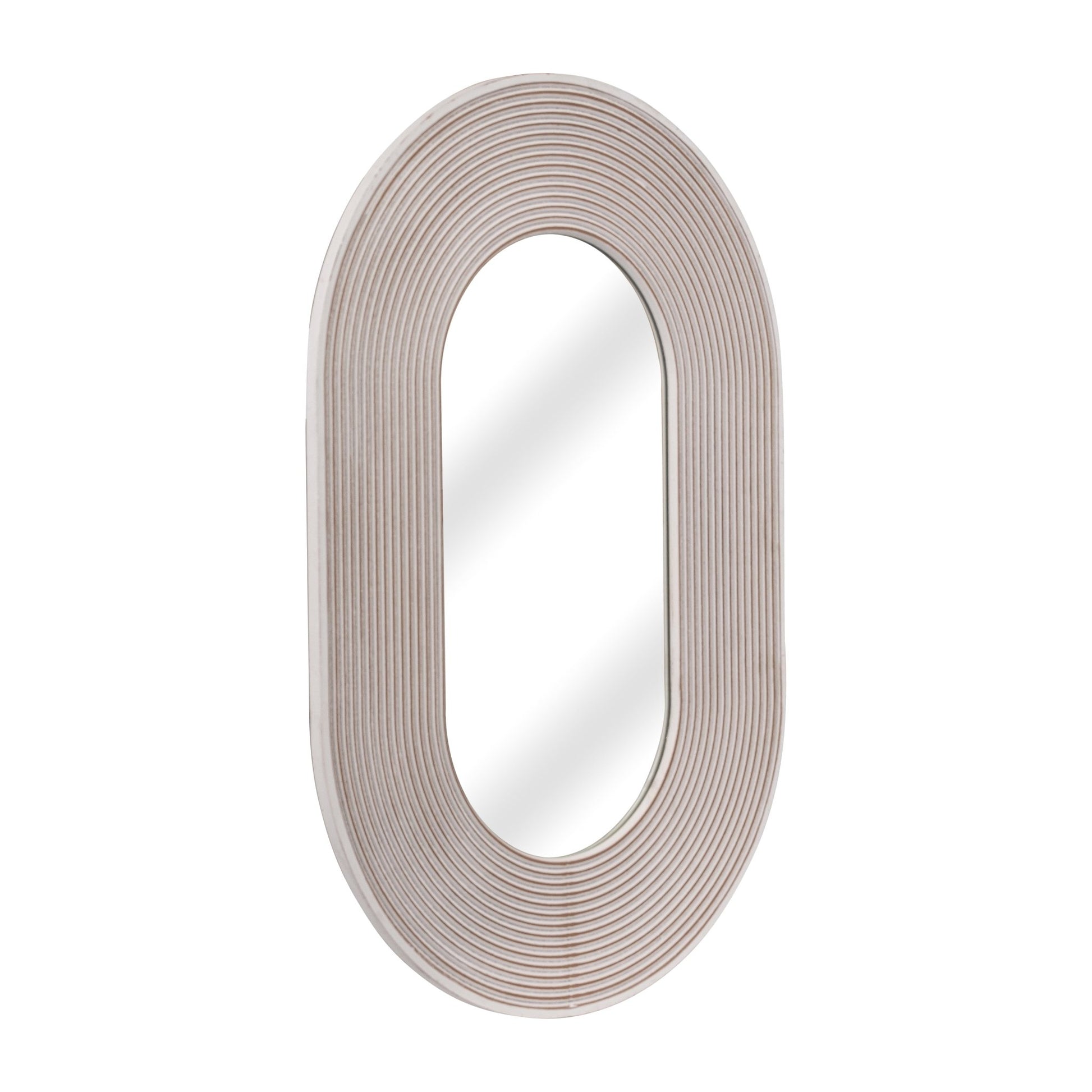 36" RIBBED OVAL MIRROR, WHITE ANTIQUE Mirrors| Sagebrook Home