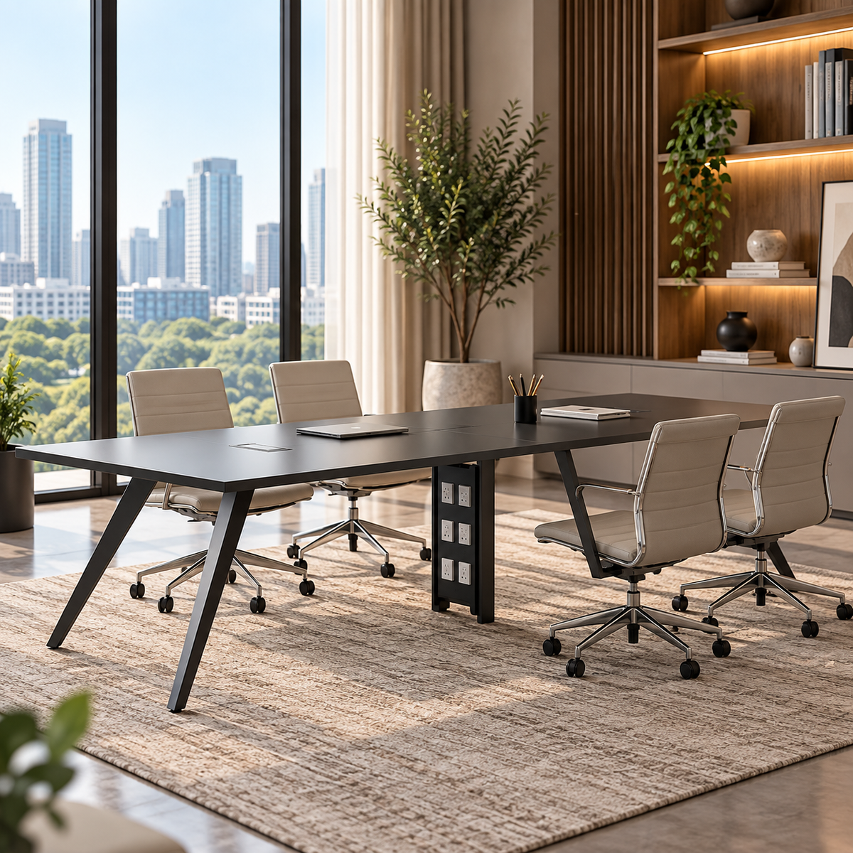 Conference Table 3.2 m - Pure Black Angled Leg Frame