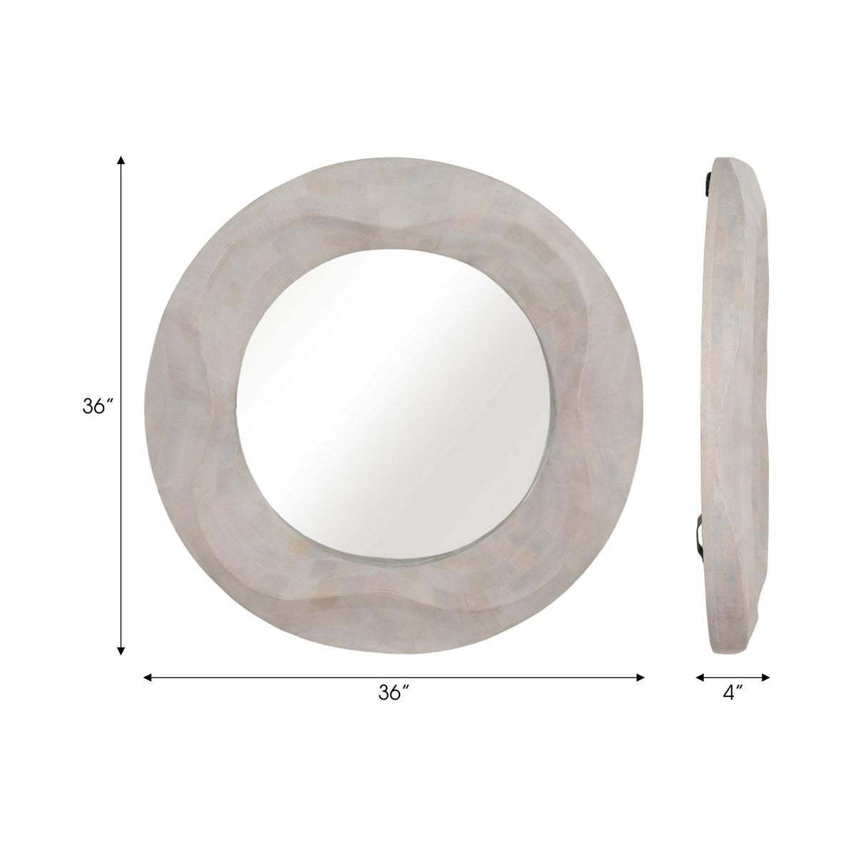 36X36 CAILEN TXTURED ROUND WOODEN MIRROR,WHITEWASH Mirrors| Sagebrook Home