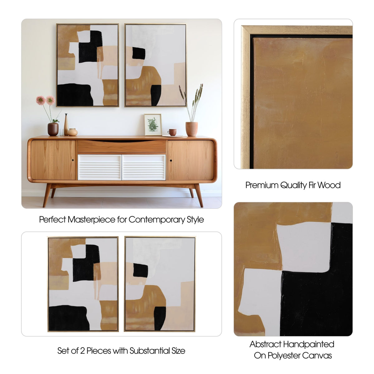 36X48 S/2 FRAMED HANDPAINTED ABSTRACT, MULTI Table Decors| Sagebrook Home