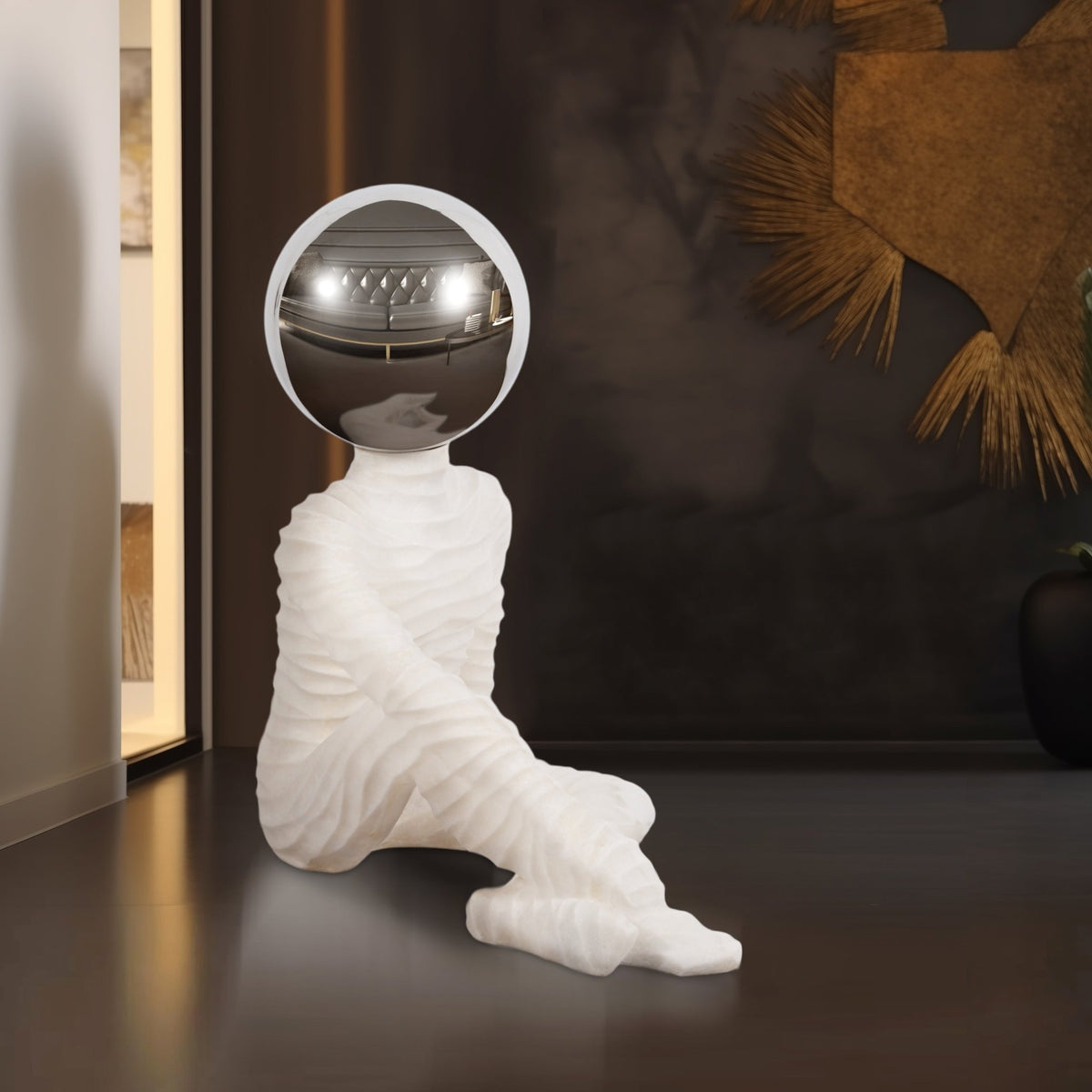 37" Echo Oversized Quartz Resin Sitting Man W/ Table Decors| Sagebrook Home