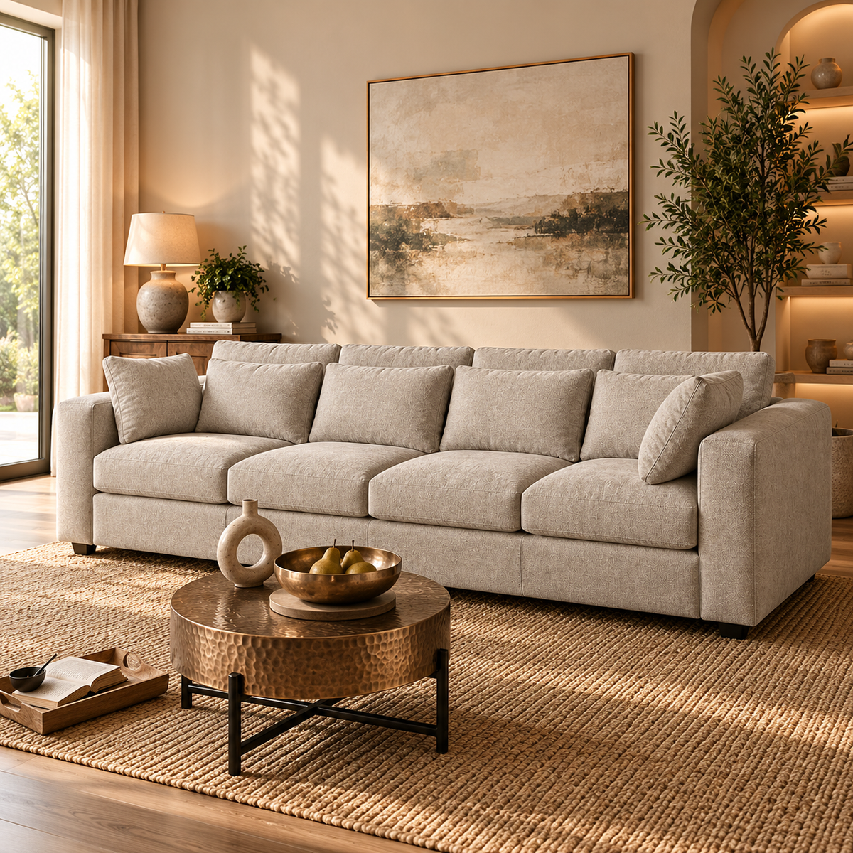 Terrona Rust Sofa 320cm - Beige