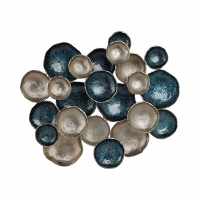 37x31 Metal Multi Disc Wall Decor, Blue/silver - Al Rugaib Furniture