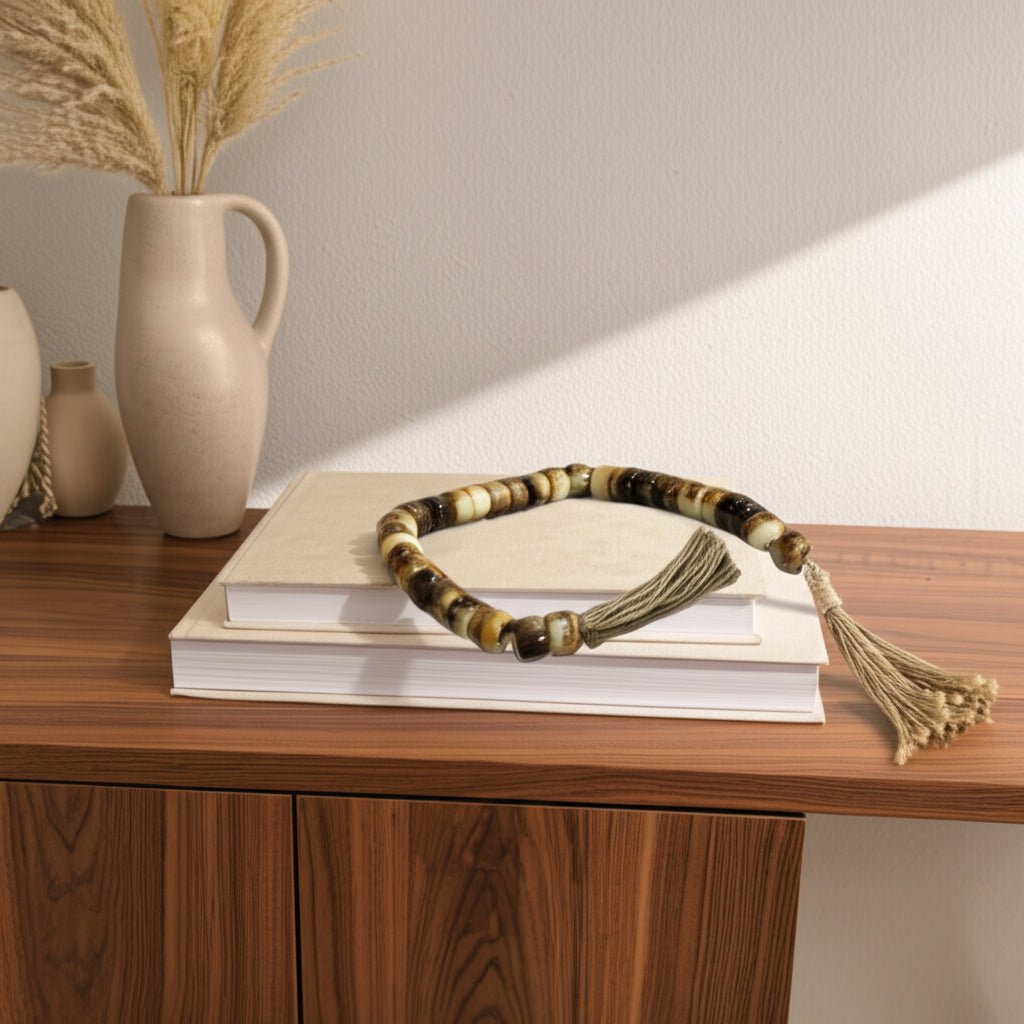 38" CYLINDER 1" RESIN BEADED GARLAND, BROWN Table Decors| Sagebrook Home