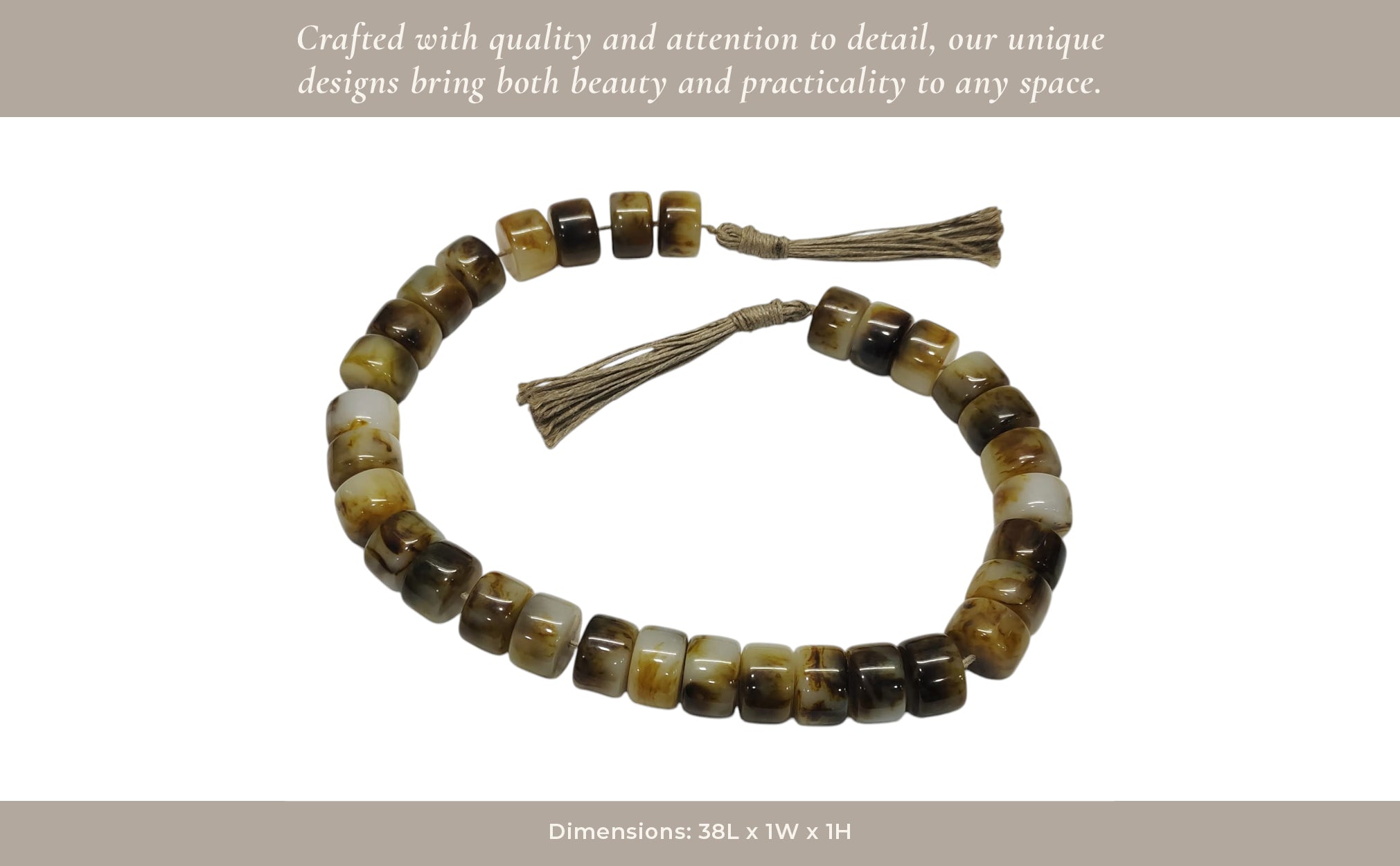 38" CYLINDER 1" RESIN BEADED GARLAND, BROWN Table Decors| Sagebrook Home