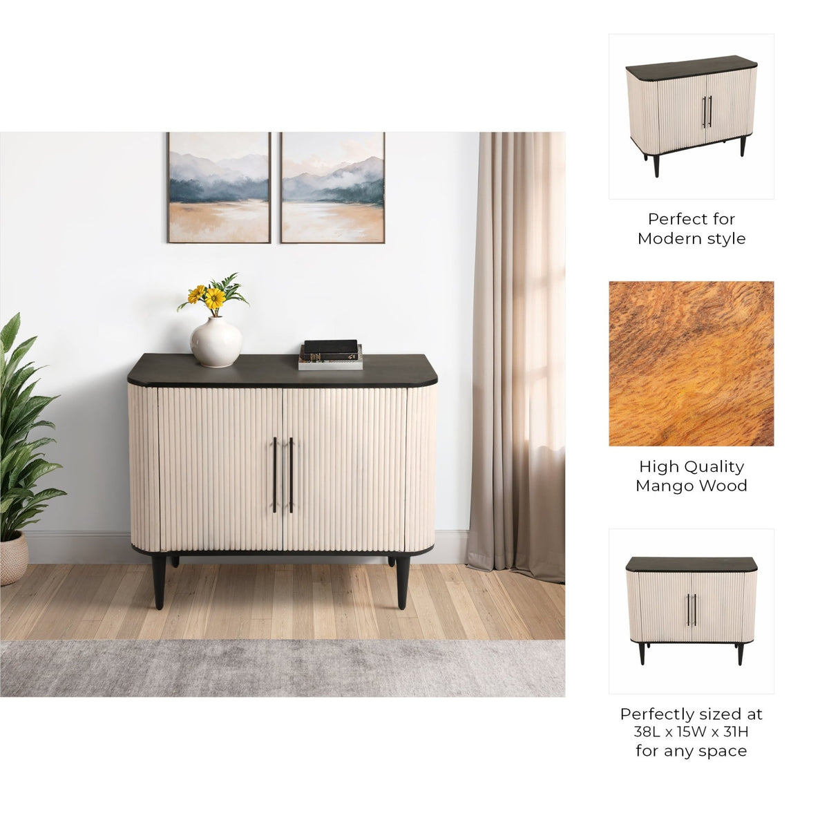 38" LOXLEY GREY WOOD CHEST Cabinets & Chests| Sagebrook Home
