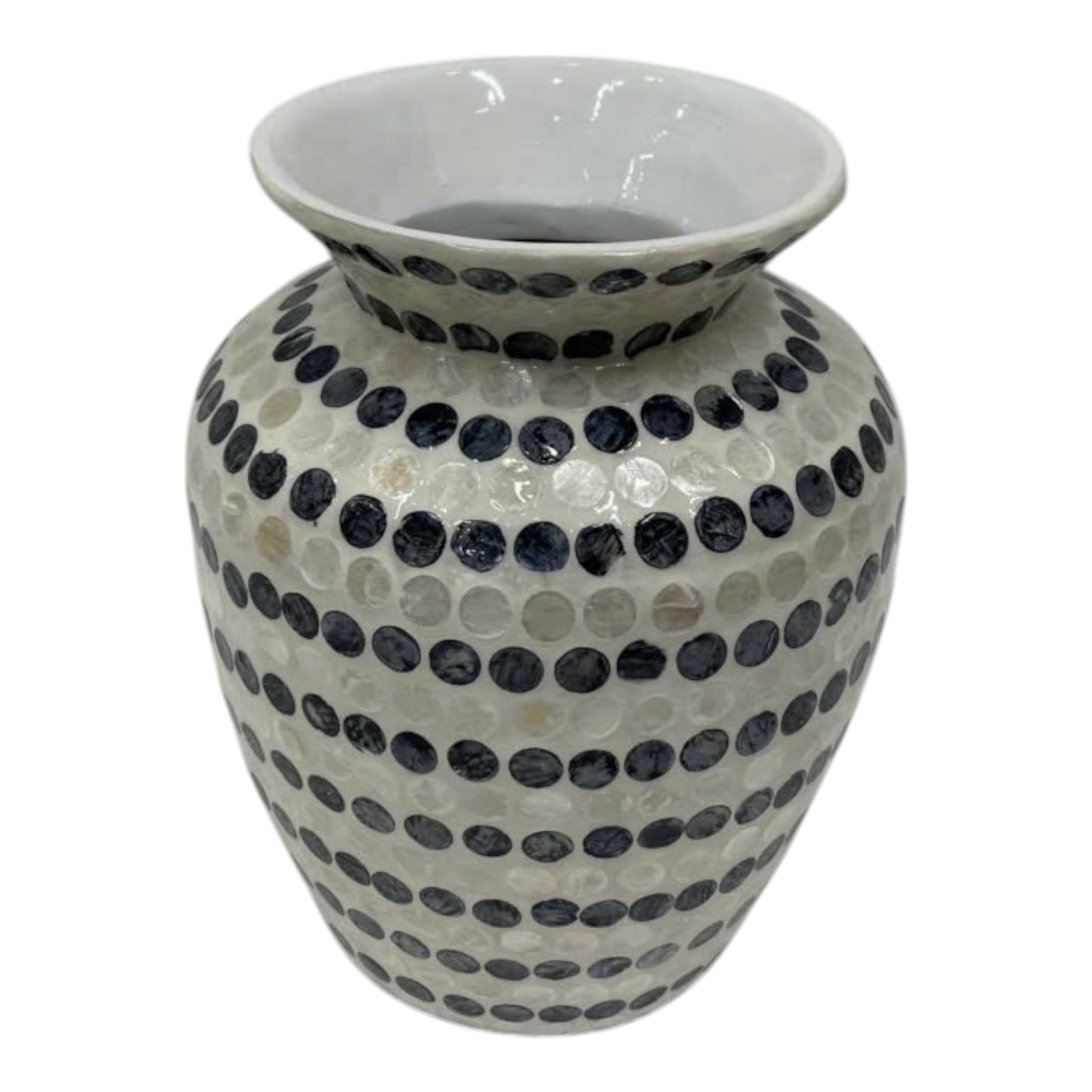 وعاء Capiz Dots ، عاجي / أزرق Capiz Dots Vase, Ivory/blue