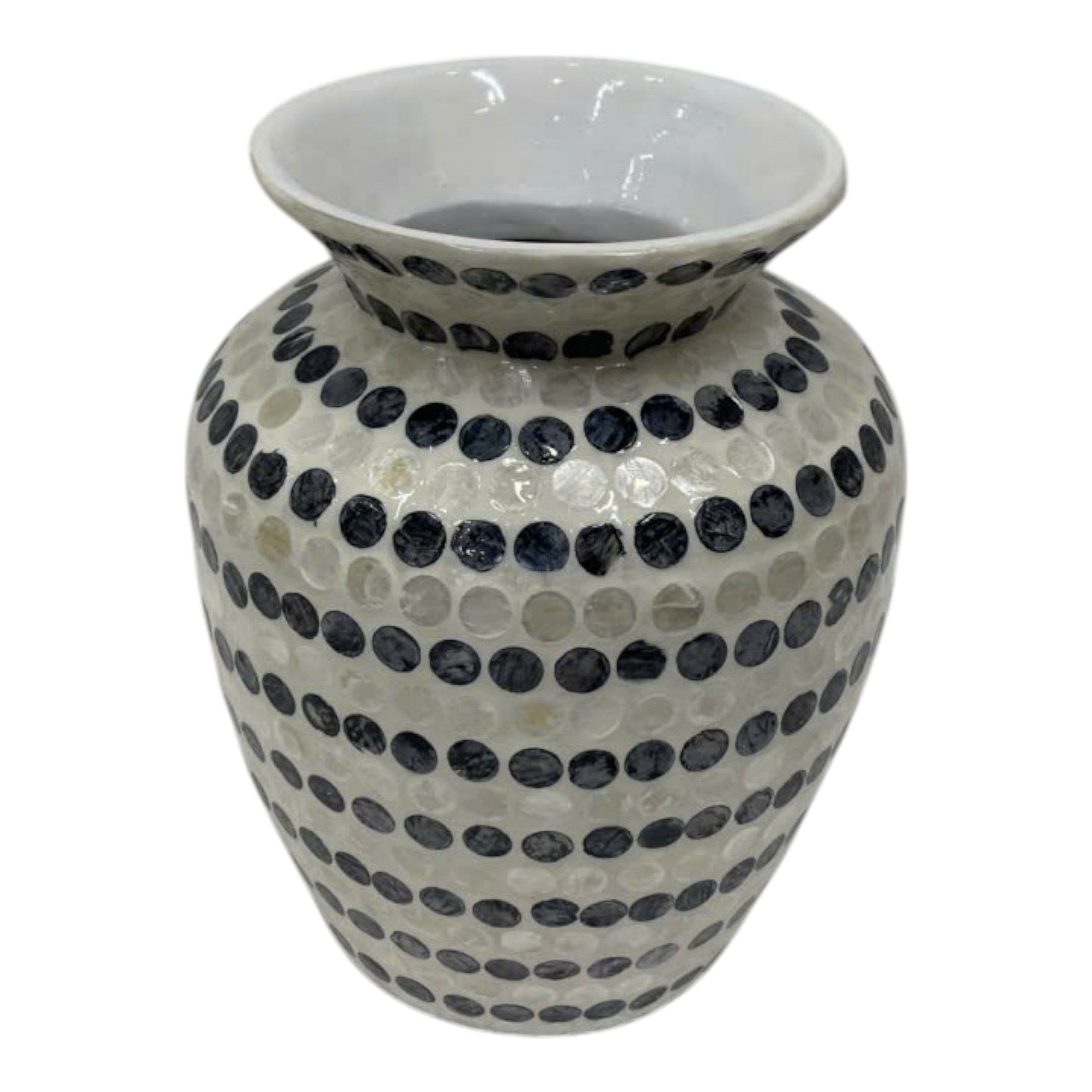 وعاء Capiz Dots ، عاجي / أزرق Capiz Dots Vase, Ivory/blue