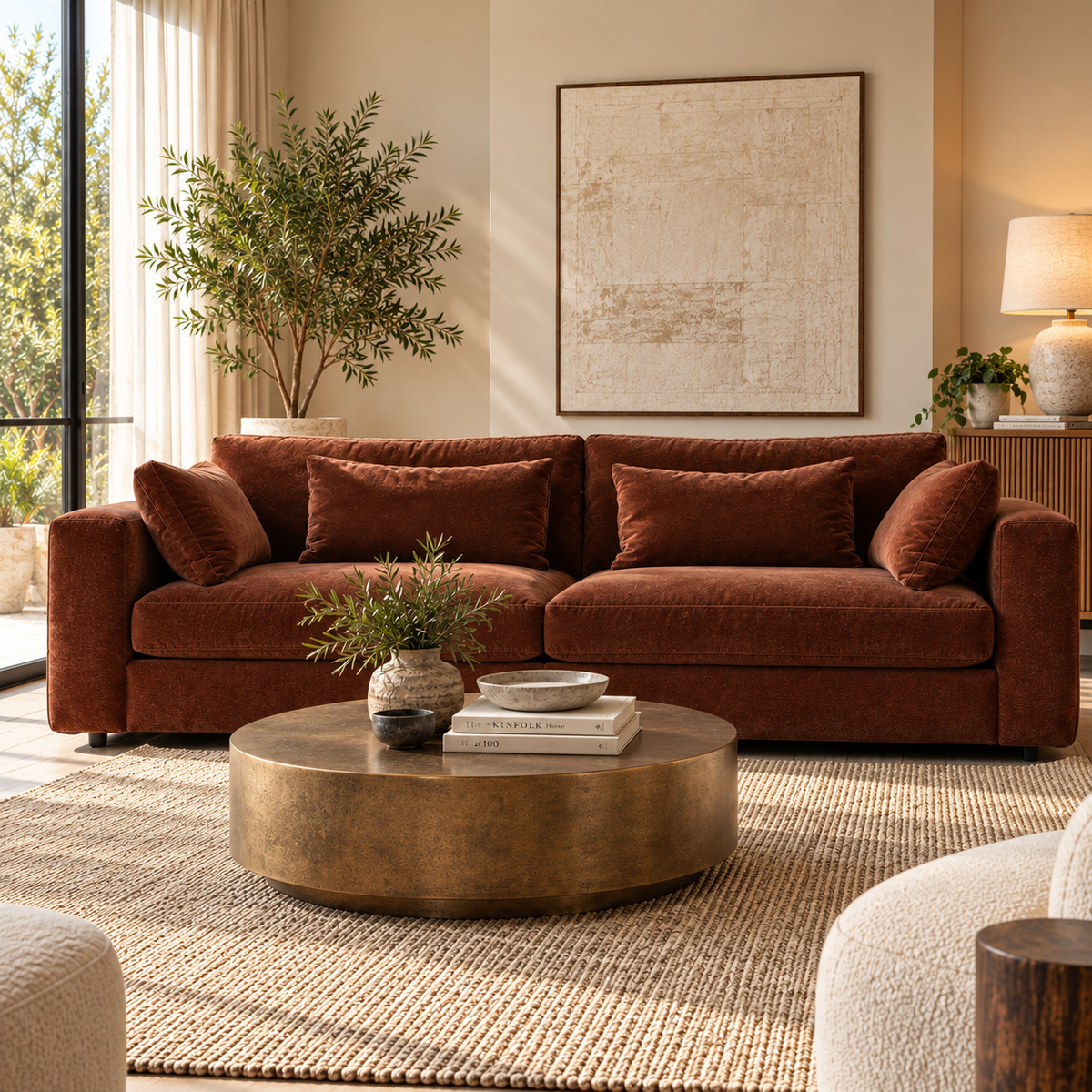 Terrona Rust XL Sofa - Maroon