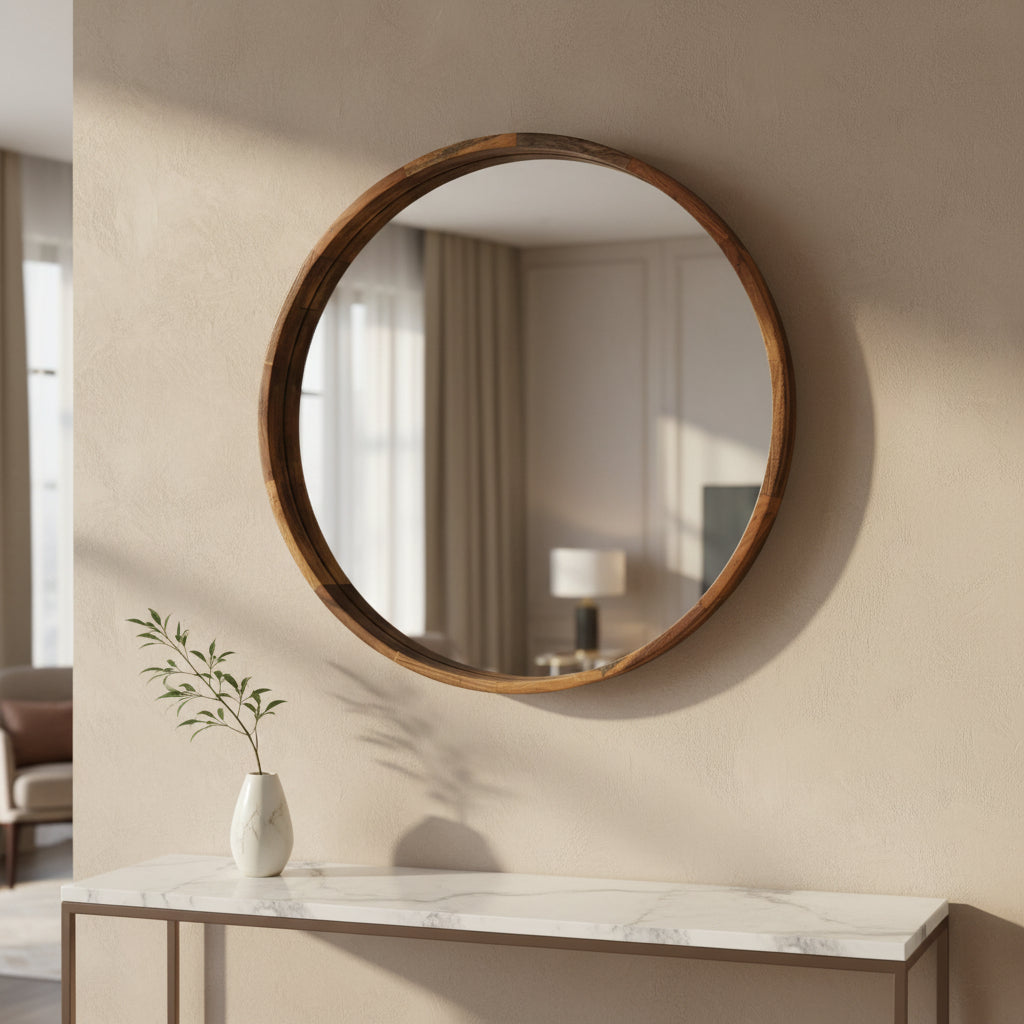 39" ROUND MIRROR, BROWN Mirrors| Sagebrook Home