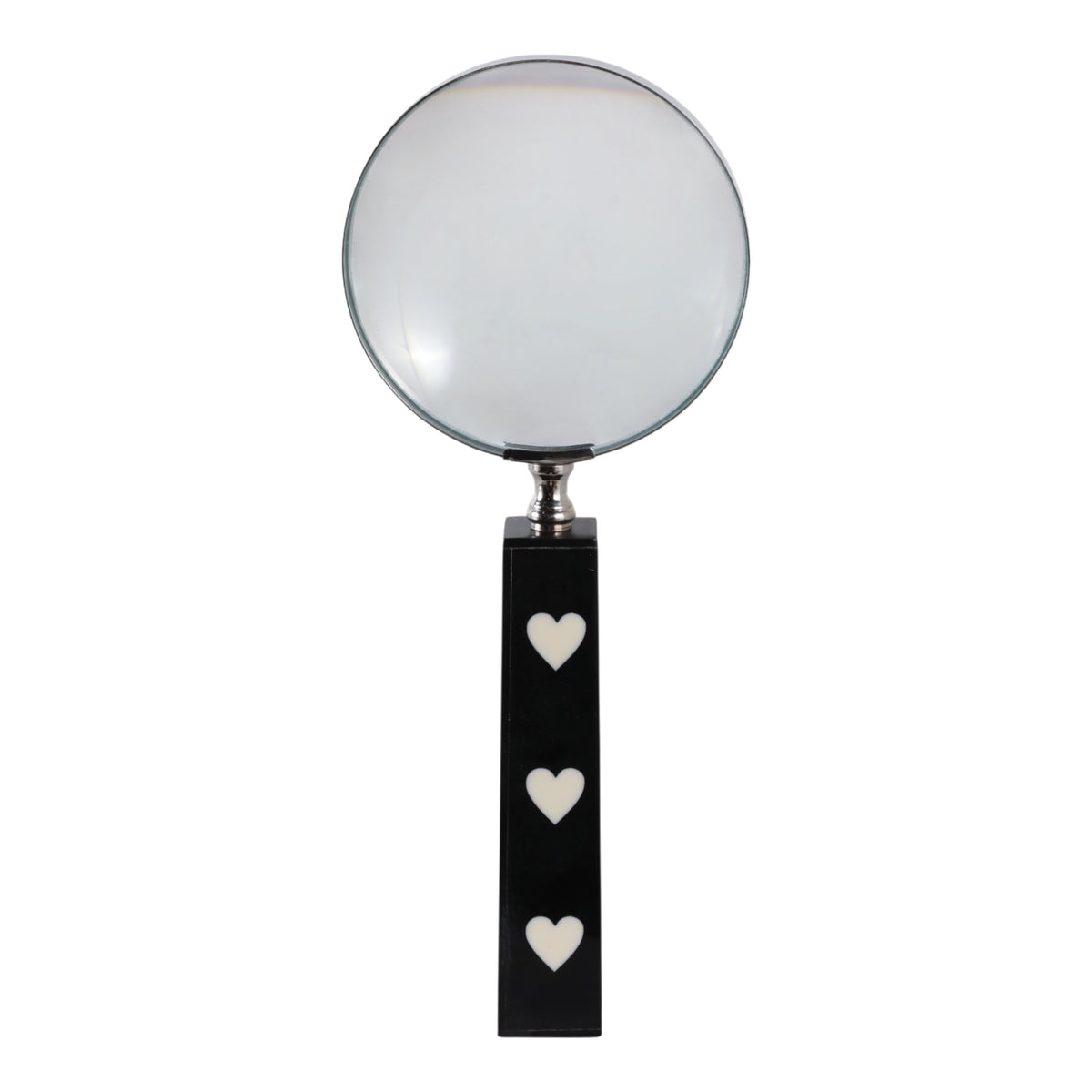 10x4" Hearts Handle Magnifying Glass, Black/white