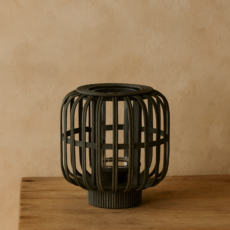 LANTERN DARK GREEN SMALL,18*18*22 CM