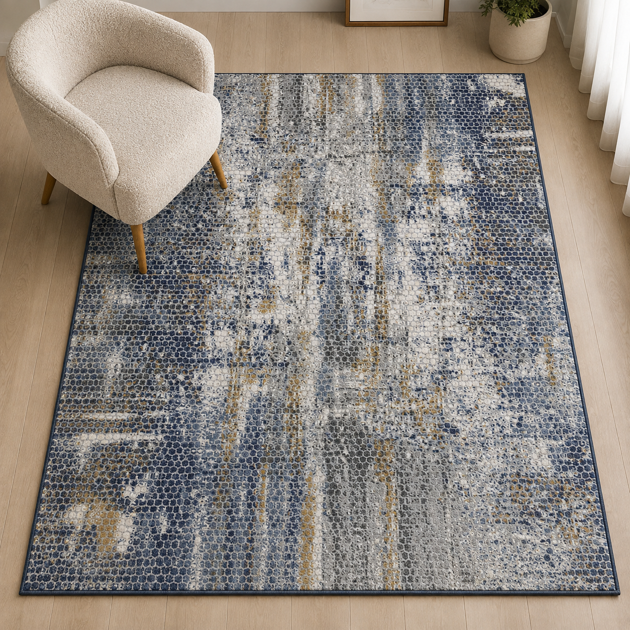 Hazel Dark Blue Rug - 300 x 400 cm