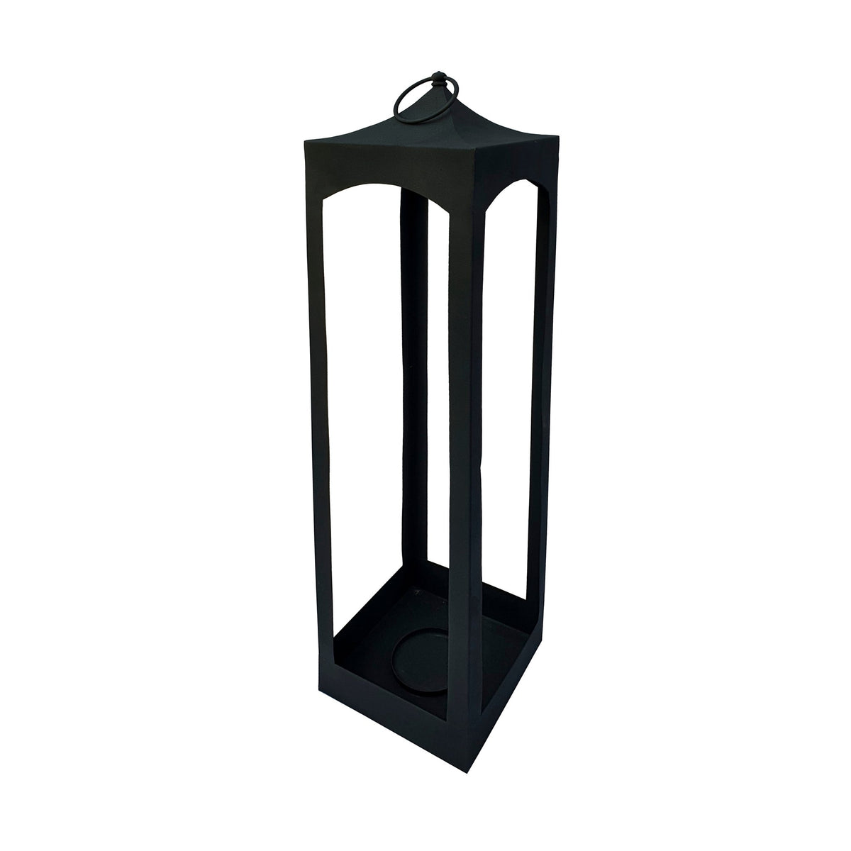 39"H METAL FLOOR LANTERN, BLACK Candle Holders| Sagebrook Home